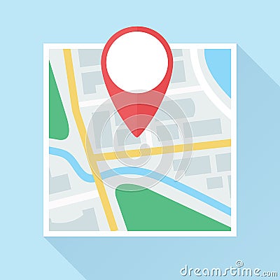 Map with Location Mark Flat Icon Vector Illustration