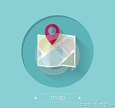 Map with Location Pin Vector Illustration