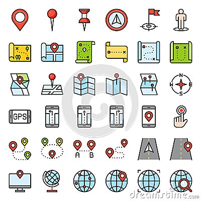 Map, location, pin and navigation vector filled outline icon Vector Illustration