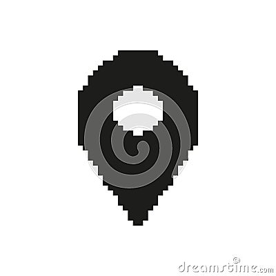 Map Location Pin Pixel Art Icon. Geolocation, Navigation, And Gps Tracking Symbol. Digital Mapping And Positioning Vector Illustration