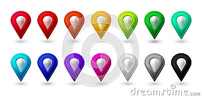 Map location pointer 3d arrow. Color navigation icon for web, banner, logo or badge. Vector Illustration. Vector Illustration
