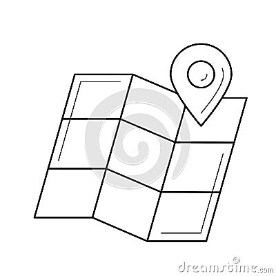 Map locator line icon. Vector Illustration