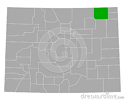 Map of Logan in Colorado Vector Illustration