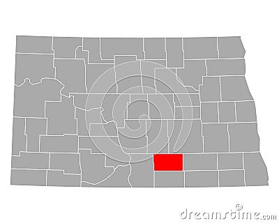 Map of Logan in North Dakota Vector Illustration