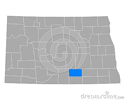 Map of Logan in North Dakota Vector Illustration