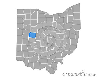 Map of Logan in Ohio Vector Illustration
