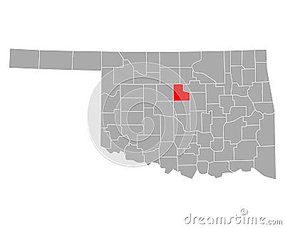 Map of Logan in Oklahoma Vector Illustration