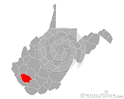 Map of Logan in West Virginia Vector Illustration