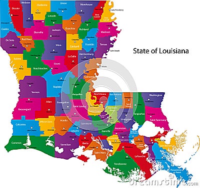 Map of Louisiana Stock Photo