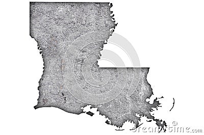 Map of Louisiana on weathered concrete Stock Photo