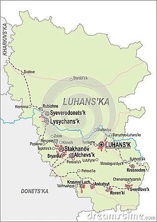 Map of Luhansk Oblast Vector Illustration