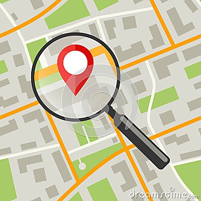 Map with magnifier Vector Illustration