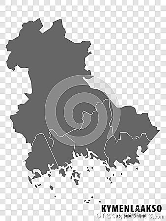 Blank map Kymenlaakso Region of Finland. High quality map Kymenlaakso on transparent background Vector Illustration