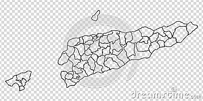 Blank map of Timor-Leste. High quality map of Timor-Leste with regions on transparent background Vector Illustration