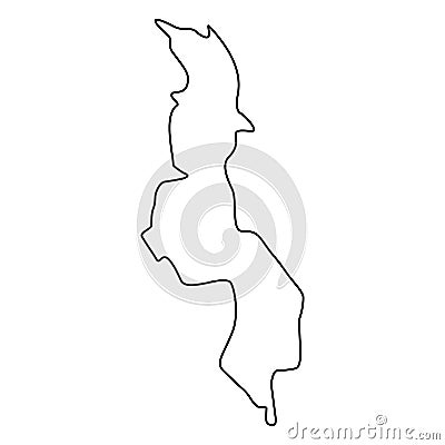 Map of Malawi - outline Cartoon Illustration