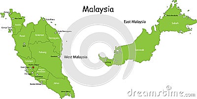 Map of Malaysia Cartoon Illustration