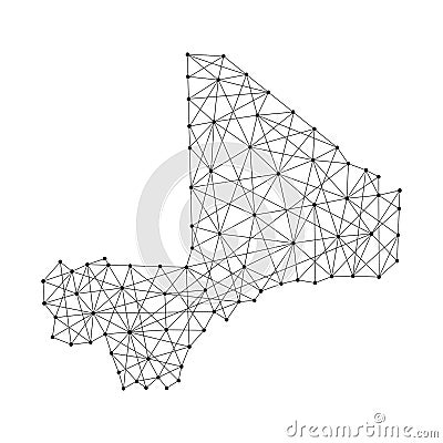 Map of Mali from polygonal black lines, dots of illustration Cartoon Illustration