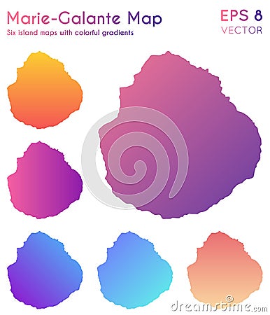 Map of Marie-Galante with beautiful gradients. Vector Illustration