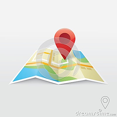 Map marker pointer with map vector icon design. Cartoon Illustration