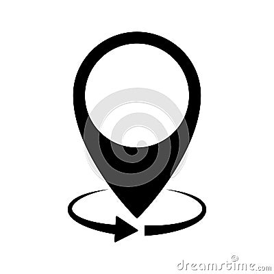 Map marker rotation icon. 360 degree rotation. Location pointer vector icon. Vector Illustration
