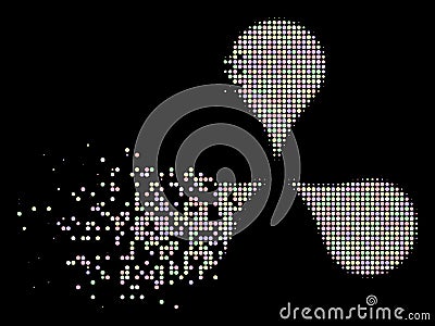 Bright Disintegrating Dot Halftone Map Markers Icon Vector Illustration