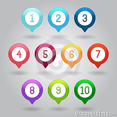 Map markers with numbers vector eps10 illustration Vector Illustration