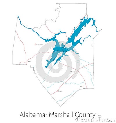 Map of Marshall county in Alabama Vector Illustration