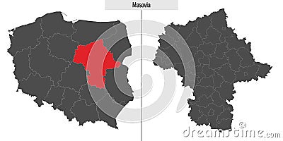 map of Masovia voivodship Vector Illustration