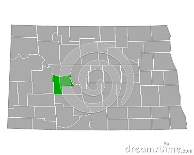 Map of Mercer in North Dakota Vector Illustration