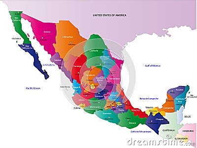 Map of Mexico Cartoon Illustration