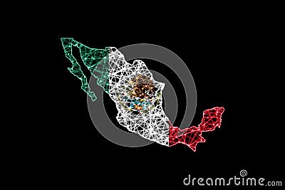 Map of Mexico, Polygonal mesh line map Stock Photo