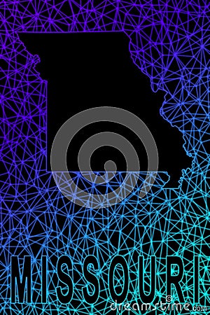 Map of Missouri, Polygonal mesh line map Stock Photo