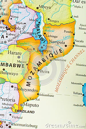 Map of Mozambique Stock Photo