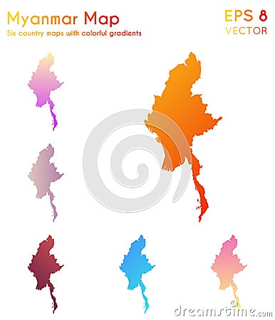 Map of Myanmar with beautiful gradients. Vector Illustration