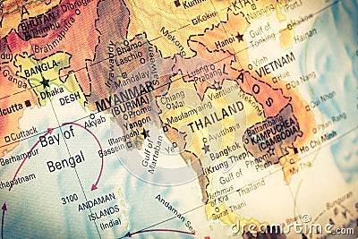 Map Myanmar and Burma, Stock Photo