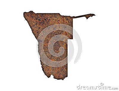 Map of Namibia on rusty metal Stock Photo