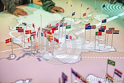 Map with nations flags Stock Photo