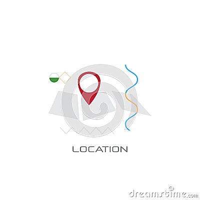 Map navigation app geo tag location position concept line style isolated Vector Illustration