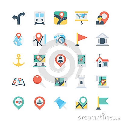 Map and Navigation Colored Vector Icons 1 Stock Photo