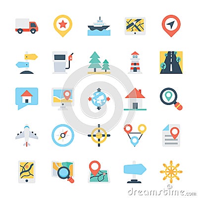 Map and Navigation Colored Vector Icons 2 Stock Photo