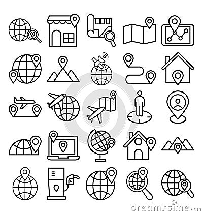 Map and Navigation Isolated Vector Icons set that can easily modify or edit Vector Illustration