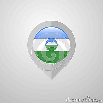 Map Navigation pointer with Kabardino Balkaria flag design vector Vector Illustration