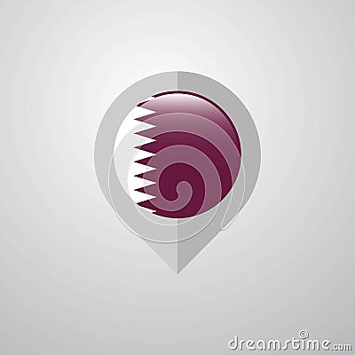 Map Navigation pointer with Qatar flag design vector Vector Illustration