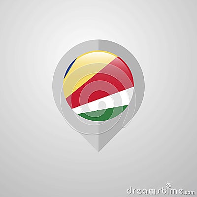 Map Navigation pointer with Seychelles flag design vector Vector Illustration
