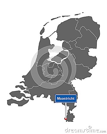 Map of the Netherlands with road sign Maastricht Vector Illustration