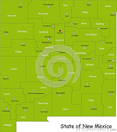 MAp of New Mexico State Cartoon Illustration