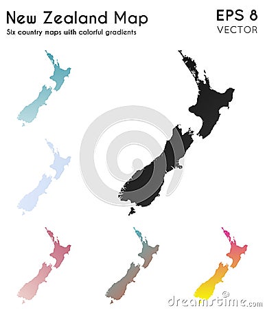 Map of New Zealand with beautiful gradients. Vector Illustration