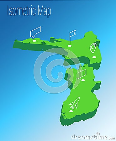 Map new Zealand isometric concept. Vector Illustration