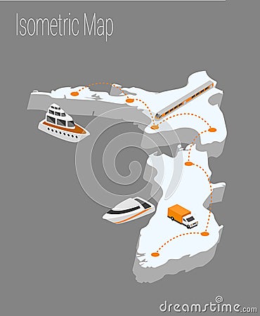 Map new Zealand isometric concept. Vector Illustration