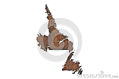 Map of Newfoundland and Labrador on rusty metal Stock Photo